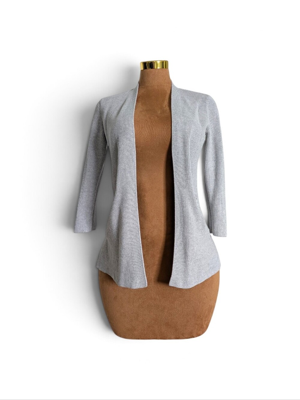 Old Navy Light Gray Open-Front Ribbed Cardigan